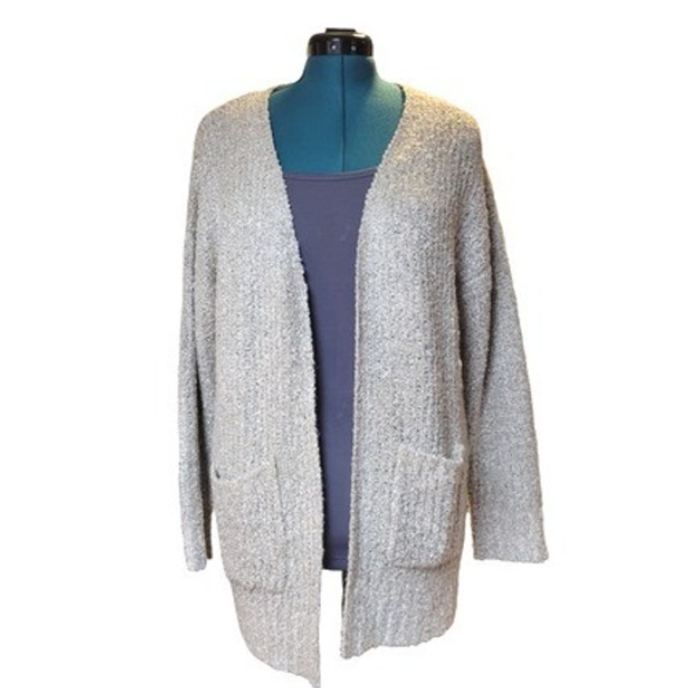 Pink Republic Womens XL Tan Marled Open Front Longline Cardigan Sweater Pockets